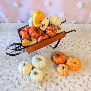 Wheelbarrow With Mini Pumpkins Decor
